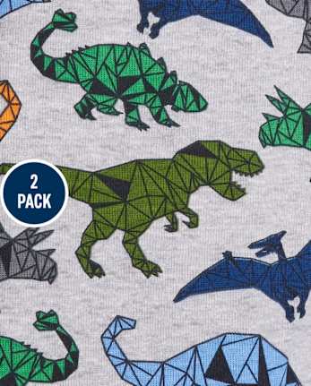 Paquete de 2 pijamas de algodón de ajuste ceñido Dino para bebés y niños pequeños