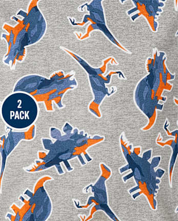 Lot de 2 pyjamas une pièce en coton coupe ajustée pour bébé et tout-petit garçon Dino Construction