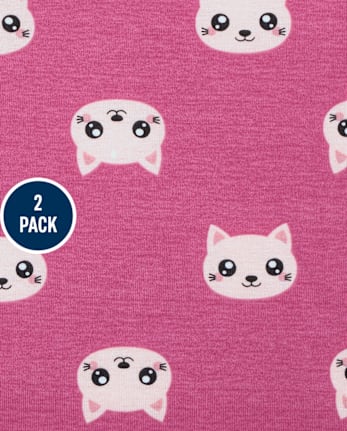 Baby And Toddler Girls Cat Leopard Snug Fit Cotton Pajamas 2-Pack