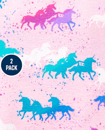 Paquete de 2 pijamas de algodón con diseño de llama y unicornio para bebés y niñas pequeñas