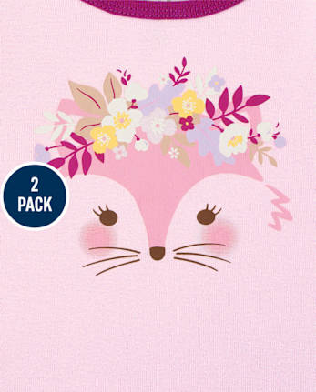 Baby And Toddler Girls Fox Squirrel Snug Fit Cotton Pajamas 2-Pack