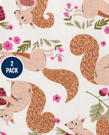 Baby And Toddler Girls Fox Squirrel Snug Fit Cotton Pajamas 2-Pack