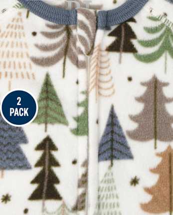 Pijama de una pieza de forro polar para bebés y niños pequeños Bear Forest, paquete de 2