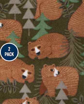 Pijama de una pieza de forro polar para bebés y niños pequeños Bear Forest, paquete de 2