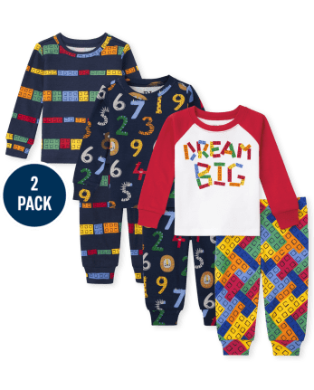 Unisex Baby And Toddler Toy Blocks Snug Fit Cotton Pajamas 3-Pack