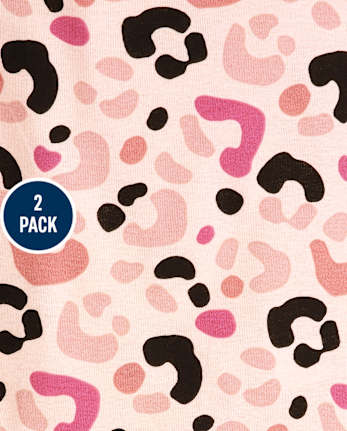 Girls Cat Leopard Snug Fit Cotton Pajamas 2-Pack