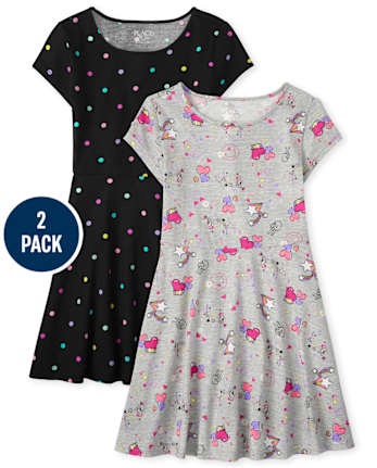 Girls Print Everyday Dress 2-Pack