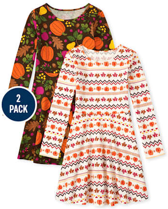 Girls Print Everyday Dress 2-Pack
