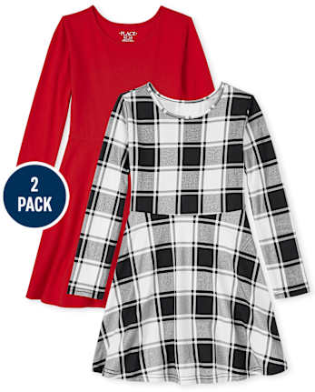 Pack de 2 vestidos skater a cuadros Buffalo para niñas