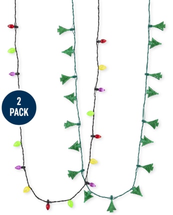 Girls Light Up Christmas Tree Necklace 2-Pack