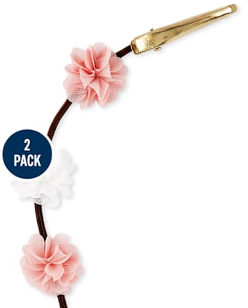 Paquete de 2 pinzas para el pelo con flores para niñas