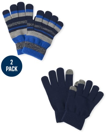 Boys Striped Texting Gloves 2-Pack