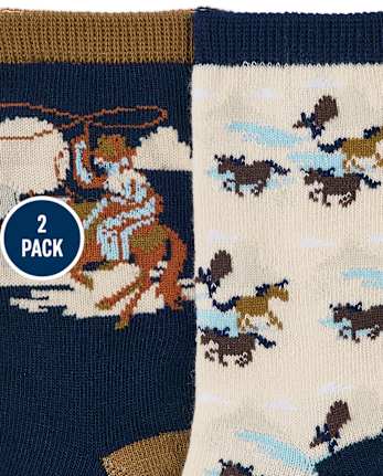 Toddler Boys Cowboy Crew Socks 2-Pack