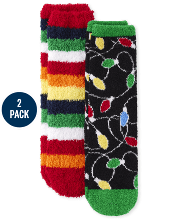 Unisex Kids Matching Family Lights Cozy Socks 2-Pack