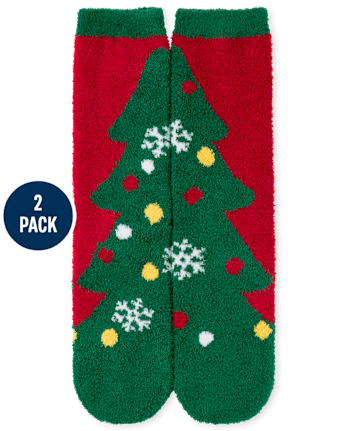 Lot de 2 paires de chaussettes unisexes assorties pour la famille Père Noël
