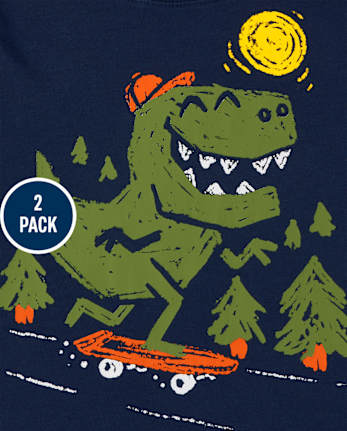 Toddler Boys Dino Racecar Hoodie Top 2-Pack