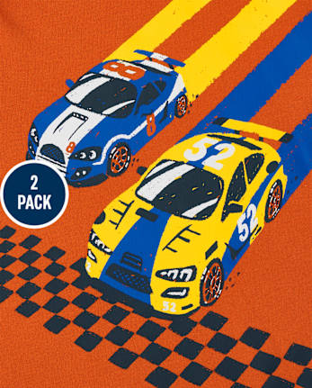 Toddler Boys Dino Racecar Hoodie Top 2-Pack