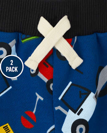 Baby And Toddler Boys Construction Fleece Jogger Pants 2-Pack