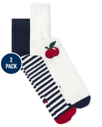 Toddler Girls Apple Tights 2-Pack
