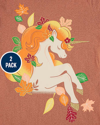 Paquete de 2 camisetas con gráfico de unicornio para niñas