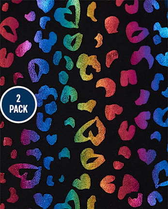 Girls Leopard Fleece-Lined Leggings 2-Pack