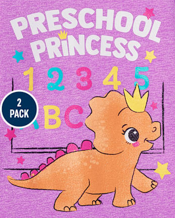 Lot de 2 t-shirts graphiques Dino pour toute-petite fille