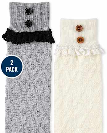 Girls Lace Boot Socks 2-Pack