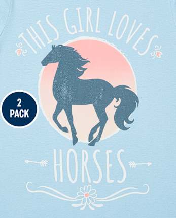 Girls Horse Graphic Tee 2-Pack