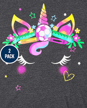 Girls Unicorn Graphic Tee 2-Pack