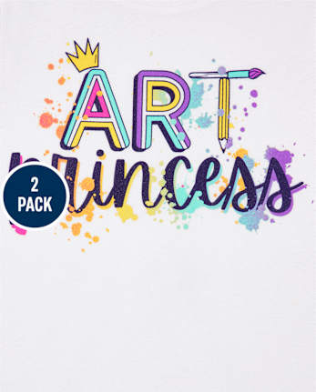 Paquete de 2 camisetas con gráfico de arte para niñas