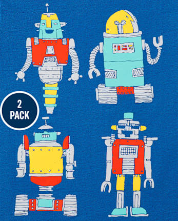 Lot de 2 t-shirts graphiques Space Robot pour bébés et tout-petits garçons
