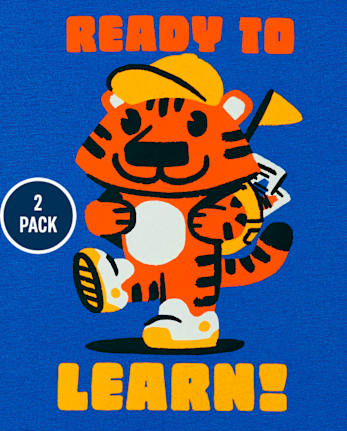 Paquete de 2 camisetas con gráfico de prekínder escolar para niños pequeños