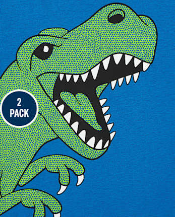 Paquete de 2 camisetas con gráfico de dinosaurio para niños pequeños