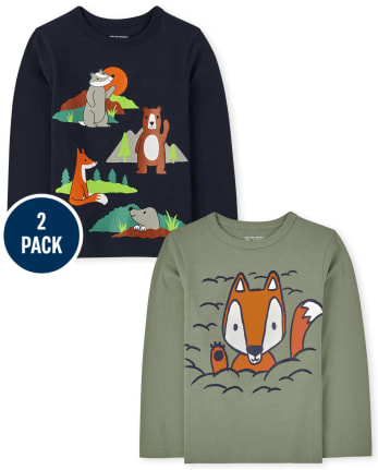 Baby And Toddler Boys Animal Graphic Tee 2-Pack