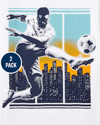 Paquete de 2 camisetas con gráfico de fútbol para niños