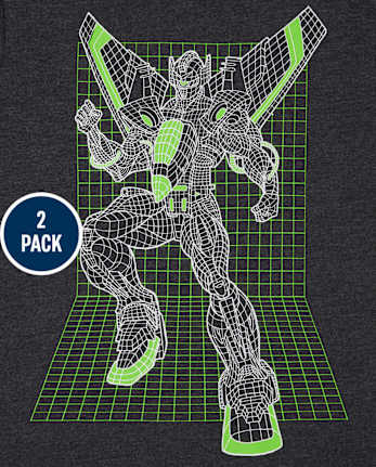 Paquete de 2 camisetas con estampado de robot para niños