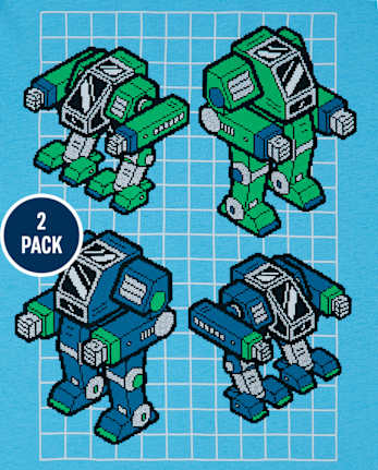 Paquete de 2 camisetas con estampado de robot para niños