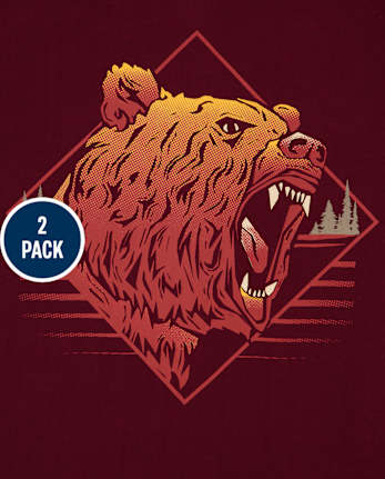 Pack de 2 camisetas con estampado de animales para niños