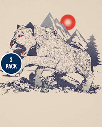 Pack de 2 camisetas con estampado de animales para niños