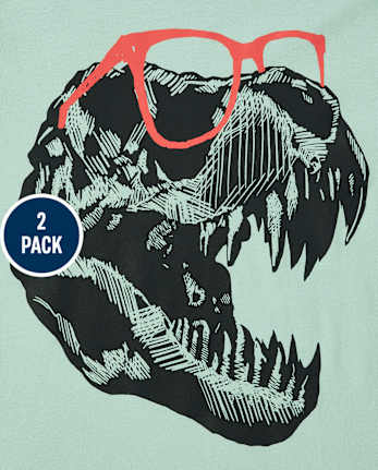 Paquete de 2 camisetas con gráfico de dinosaurio Dino para niños