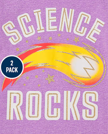 Paquete de 2 camisetas con gráfico de ciencia para niñas
