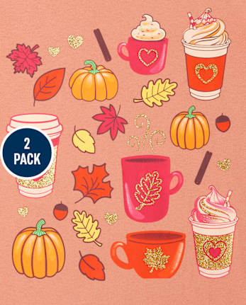 Girls Pumpkin Spice Graphic Tee 2-Pack