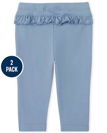Pack de 2 pantalones con volantes de vaquera para bebé niña