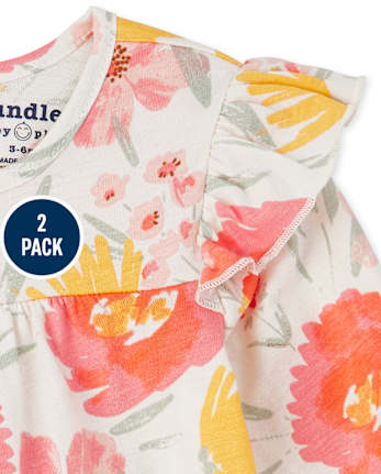 Lot de 2 combinaisons à fleurs pour bébé fille