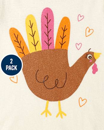 Toddler Girls Turkey Unicorn Graphic Tee 2-Pack