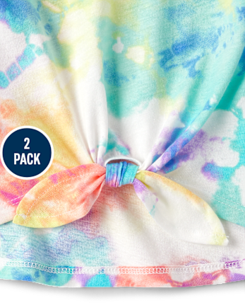 Pack de 2 tops tipo caja con efecto tie-dye para niñas pequeñas