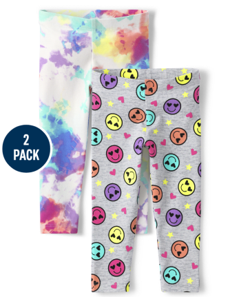 Pack de 2 calzas estampadas para niñas pequeñas
