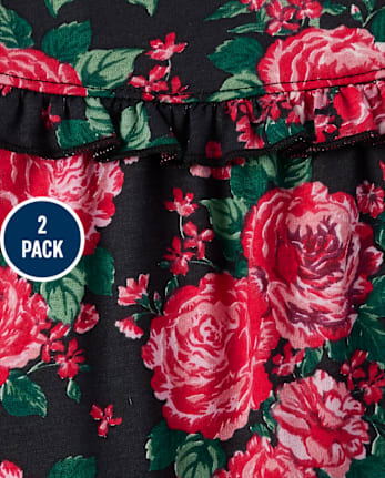 Pack de 2 monos con volantes y estampado floral para bebé niña