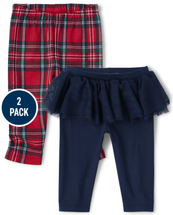 Lot de 2 pantalons tutu à carreaux pour bébé fille