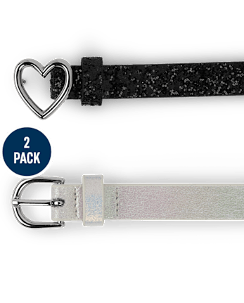 Girls Glitter Heart Belt 2-Pack